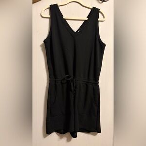 Calvin Klein Black Knit Romper side pockets and tie waist